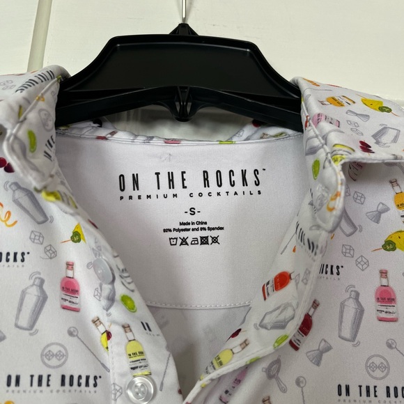 White On The Rocks Cocktail Pattern Polo Shirt - Picture 2 of 5